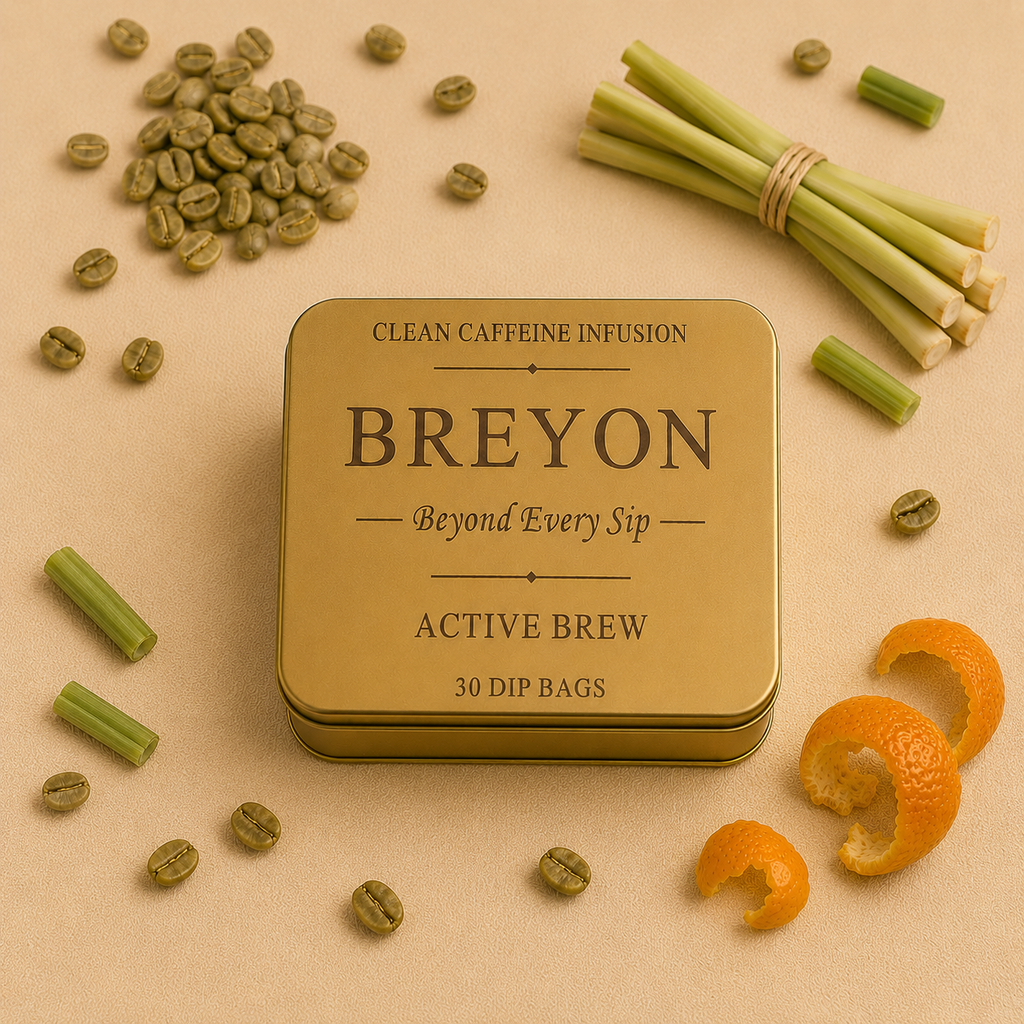 Breyon Green Coffee with Lemongrass, Orange Peel & Cinnamon – 30 Dip Bags (120g) | 100% Vegan | Metabolism Support